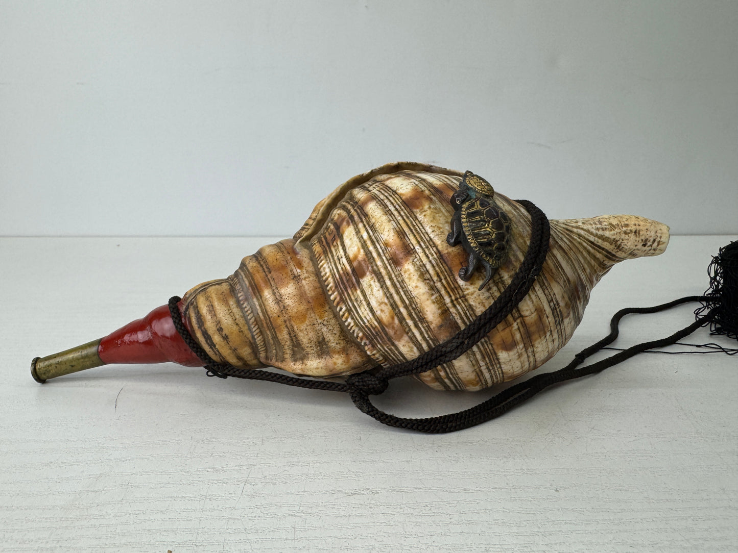 Y9679 HORAGAI Conch shell musical instrument Samurai Japan antique bushi bugu