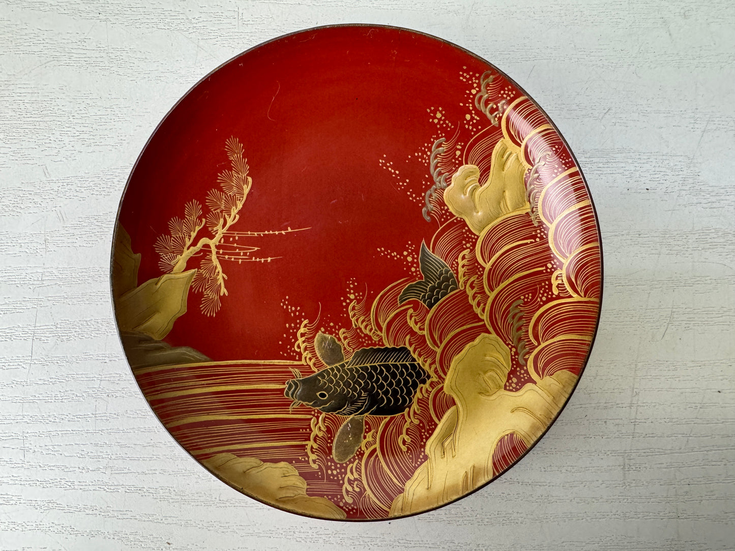 Y9682 CHAWAN Makie Three-tiered Sake cup sakazuki box Japan antique tableware