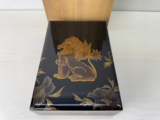 Y9683 BOX Lion Makie Letter case container storage Japan antique stationery