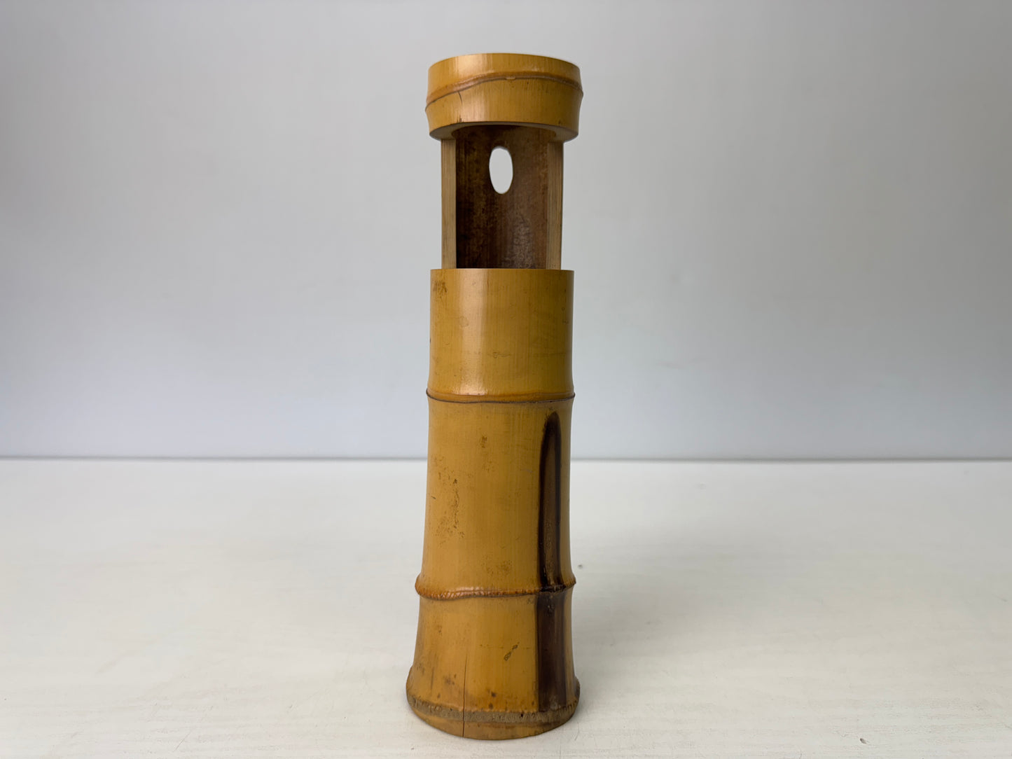 Y9686 FLOWER VASE Bamboo signed box Japan antique ikebana floral arrangement