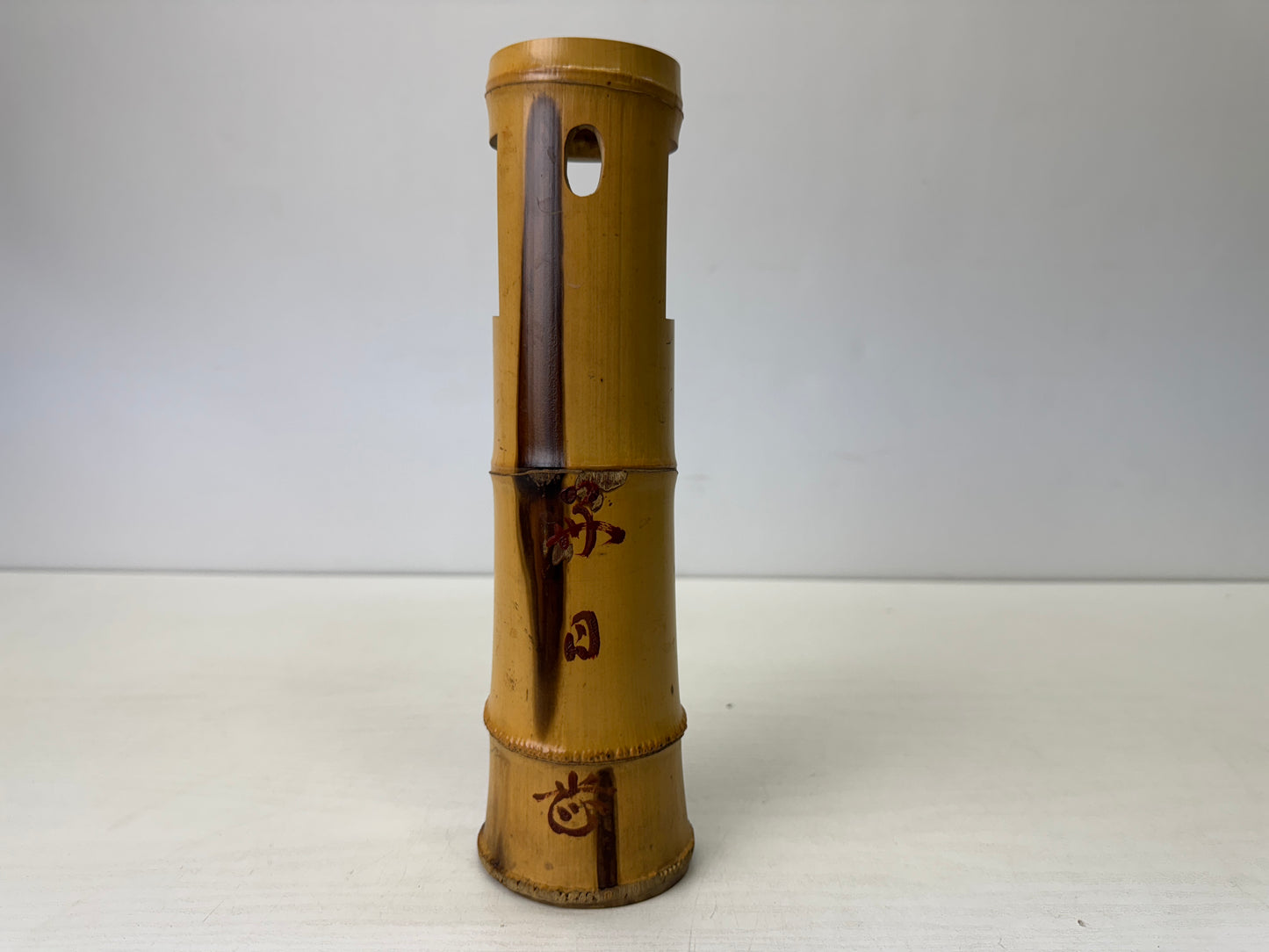 Y9686 FLOWER VASE Bamboo signed box Japan antique ikebana floral arrangement