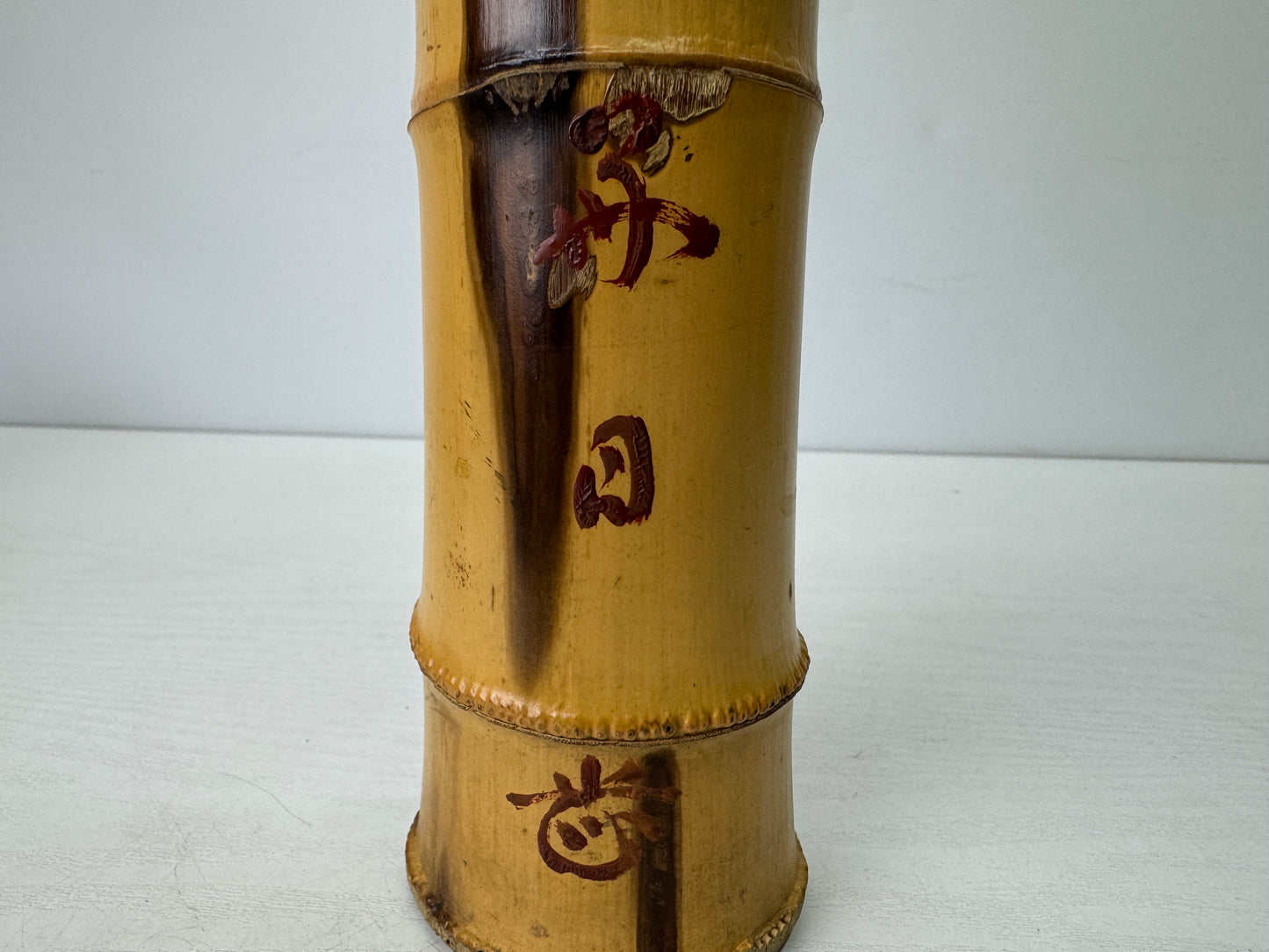 Y9686 FLOWER VASE Bamboo signed box Japan antique ikebana floral arrangement