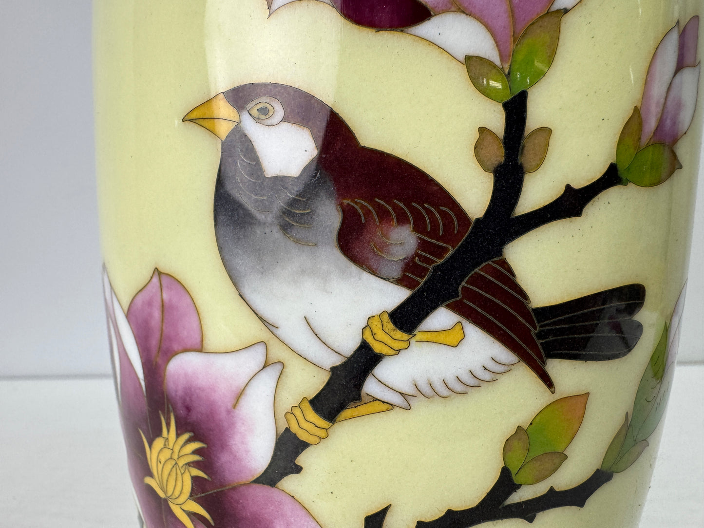 Y9687 FLOWER VASE Sparrow signed Japan antique ikebana floral arrangement decor