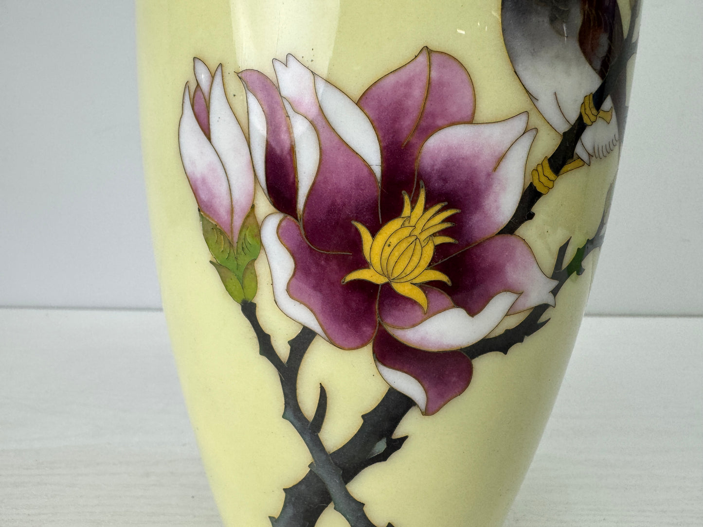 Y9687 FLOWER VASE Sparrow signed Japan antique ikebana floral arrangement decor