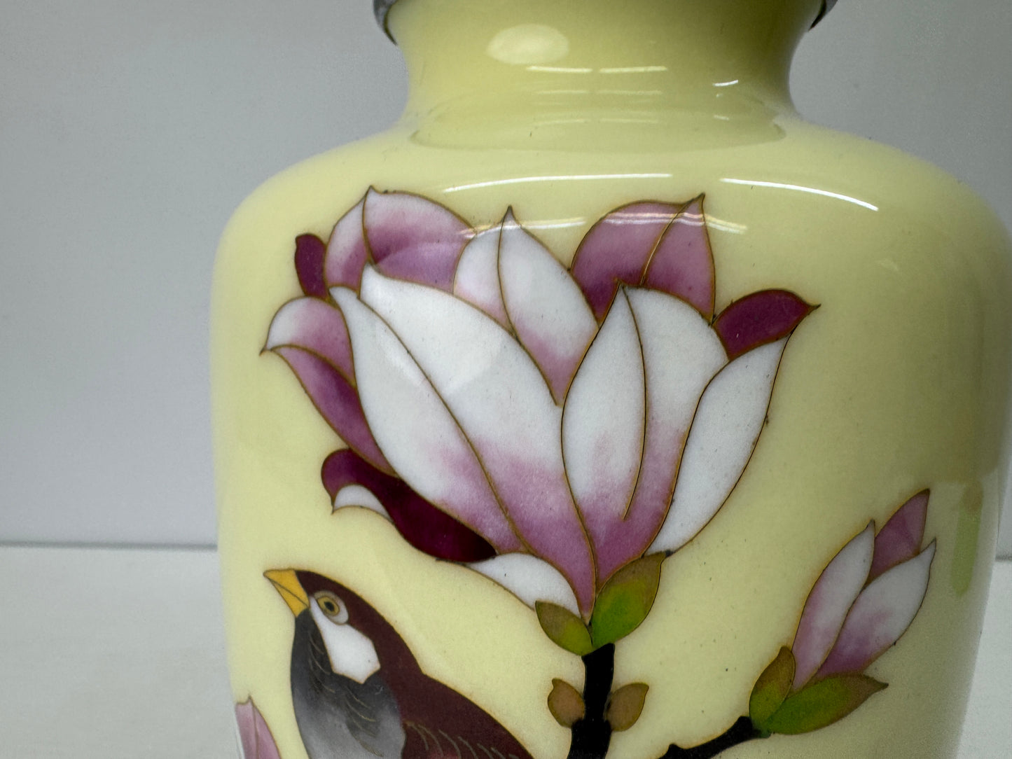 Y9687 FLOWER VASE Sparrow signed Japan antique ikebana floral arrangement decor