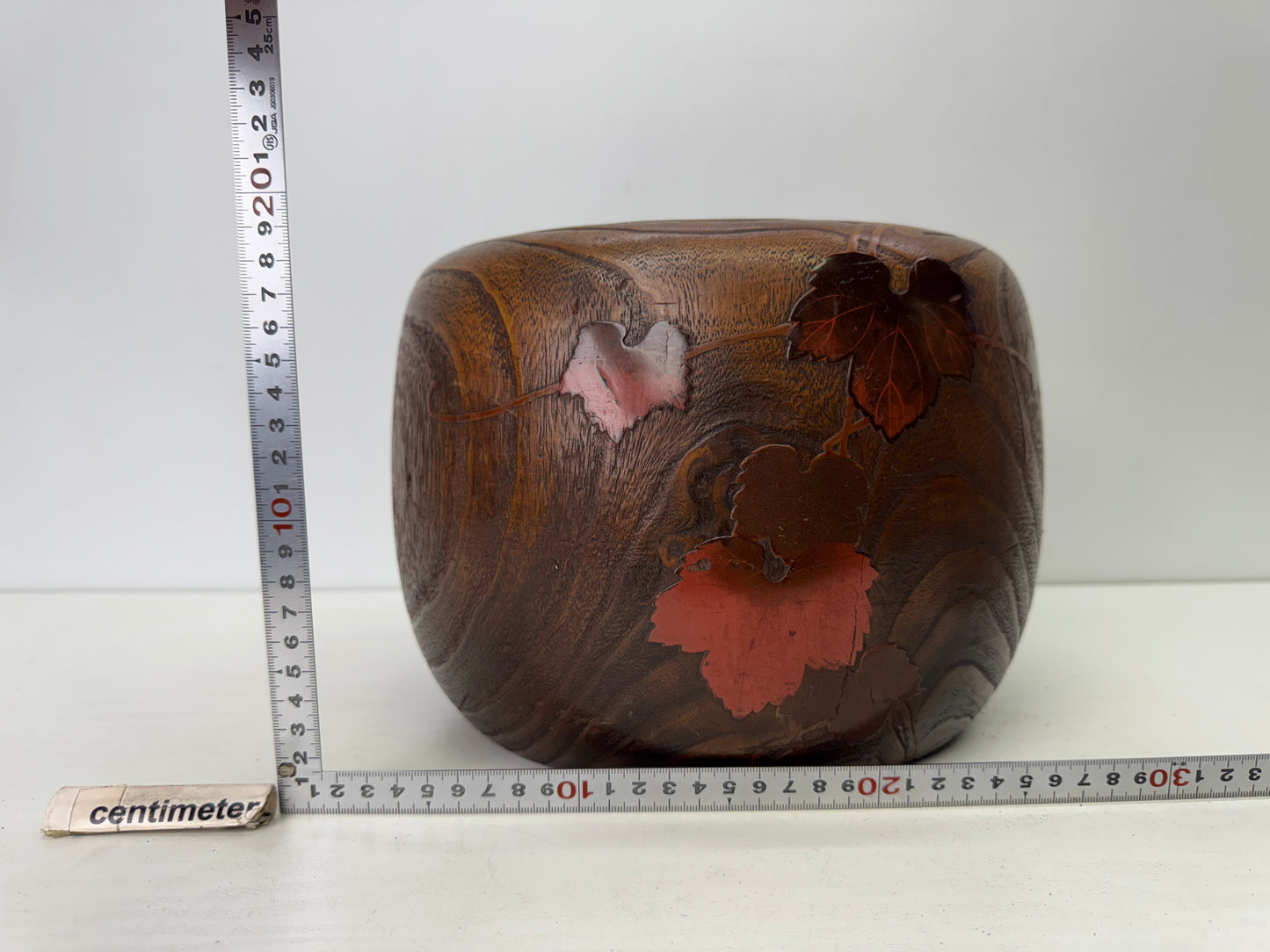 Y9690 HIBACHI Paulownia wood charcoal brazier Autumn leaves Makie Japan antique