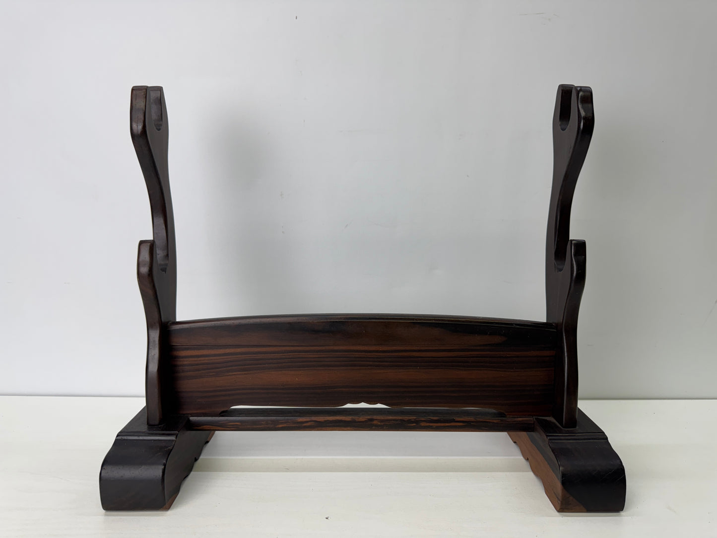 Y9692 OKIMONO Striped ebony wood Katana Sword rack Japan antique interior decor