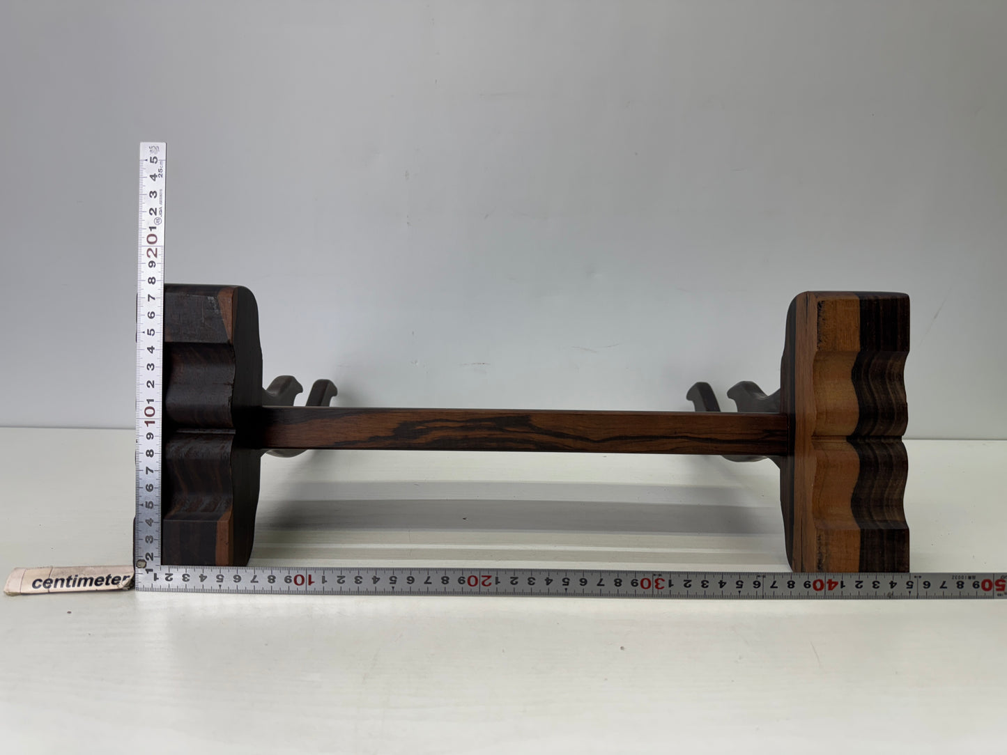 Y9692 OKIMONO Striped ebony wood Katana Sword rack Japan antique interior decor