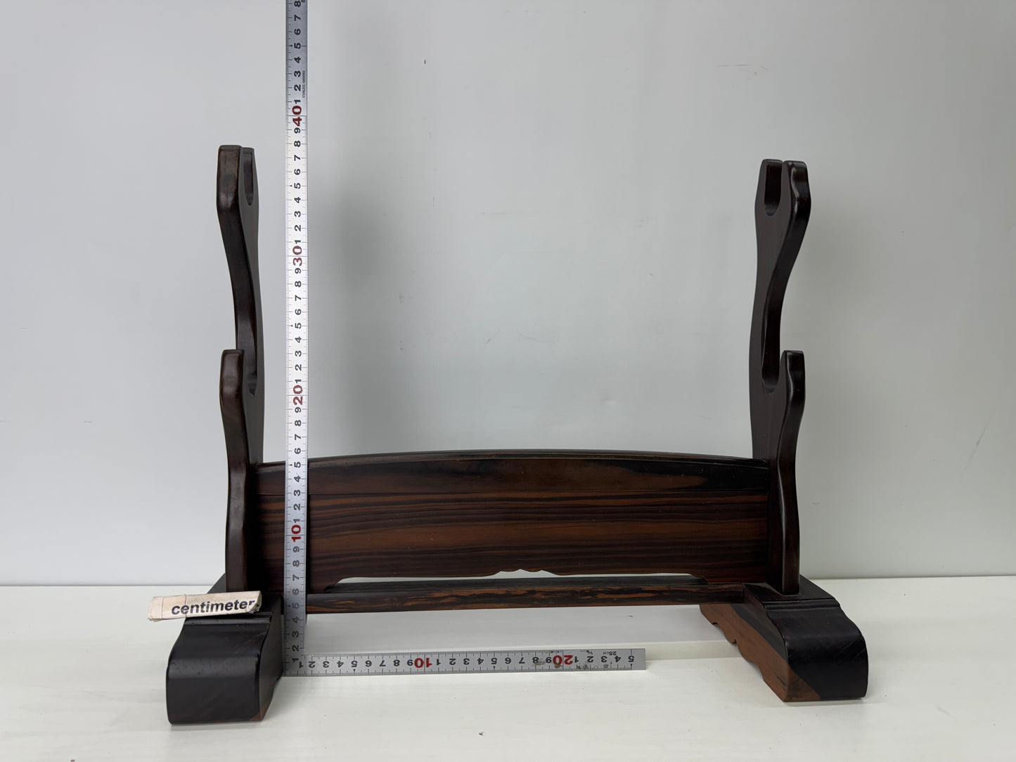 Y9692 OKIMONO Striped ebony wood Katana Sword rack Japan antique interior decor
