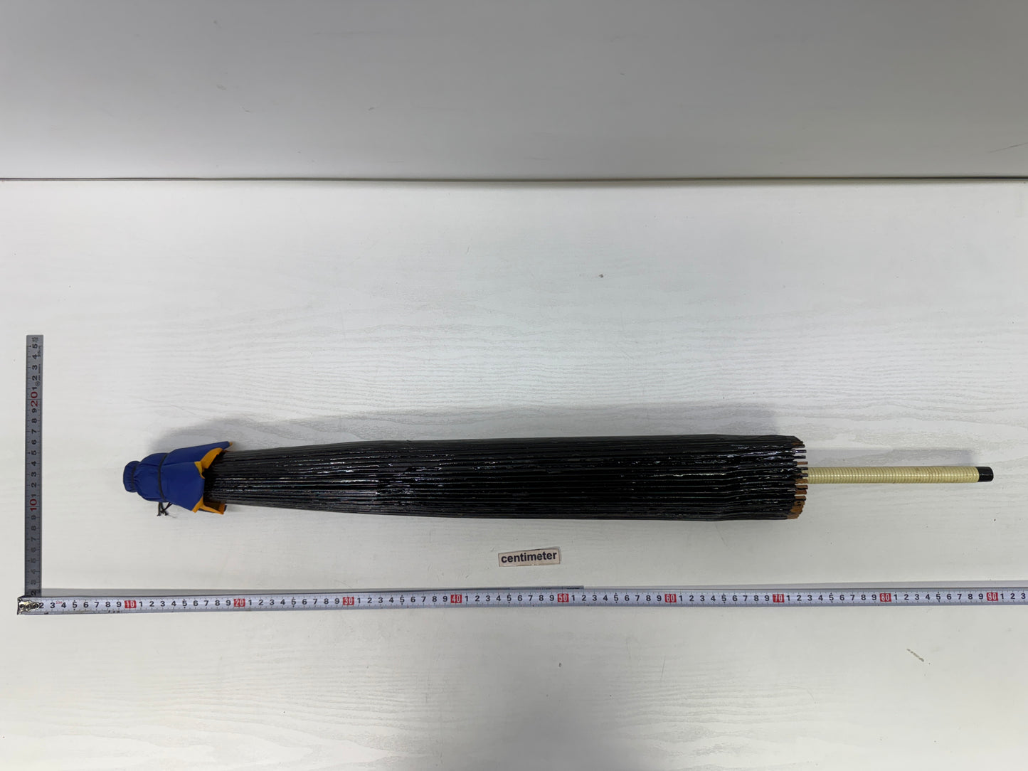 Y9693 WAGASA Bamboo woven Japanese umbrella black paper Japan antique bangasa