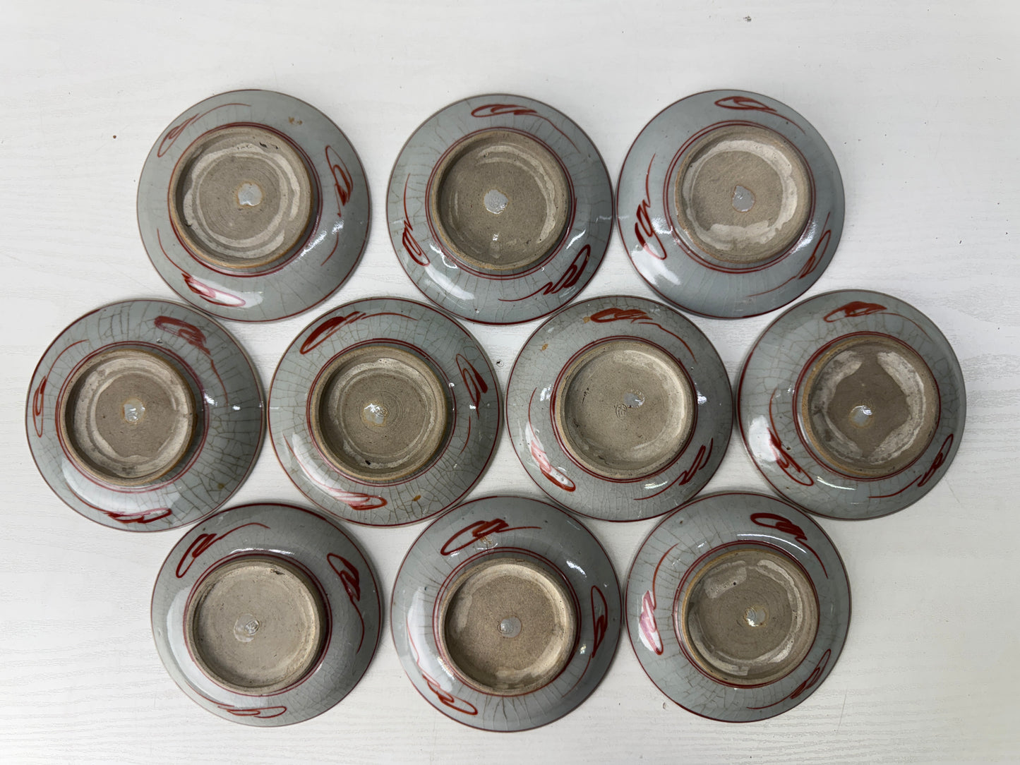 Y9694 DISH Inuyama-ware Plate set of 10 color picture Japan antique tableware