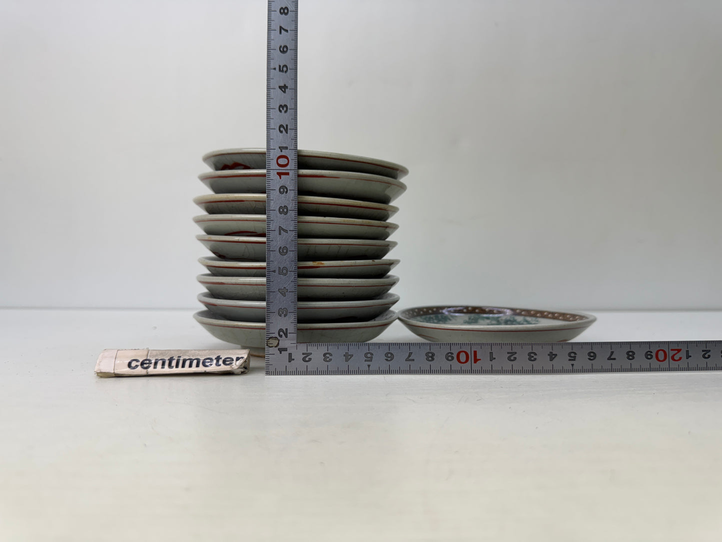 Y9694 DISH Inuyama-ware Plate set of 10 color picture Japan antique tableware