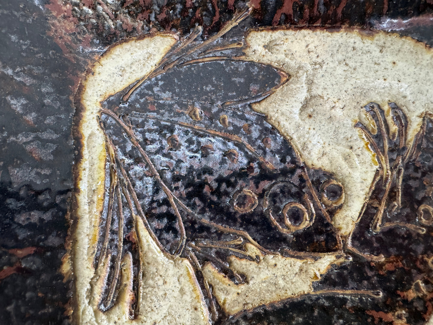 Y9695 DISH Tokoname-ware Frog plate signed Japan antique tableware kitchen food