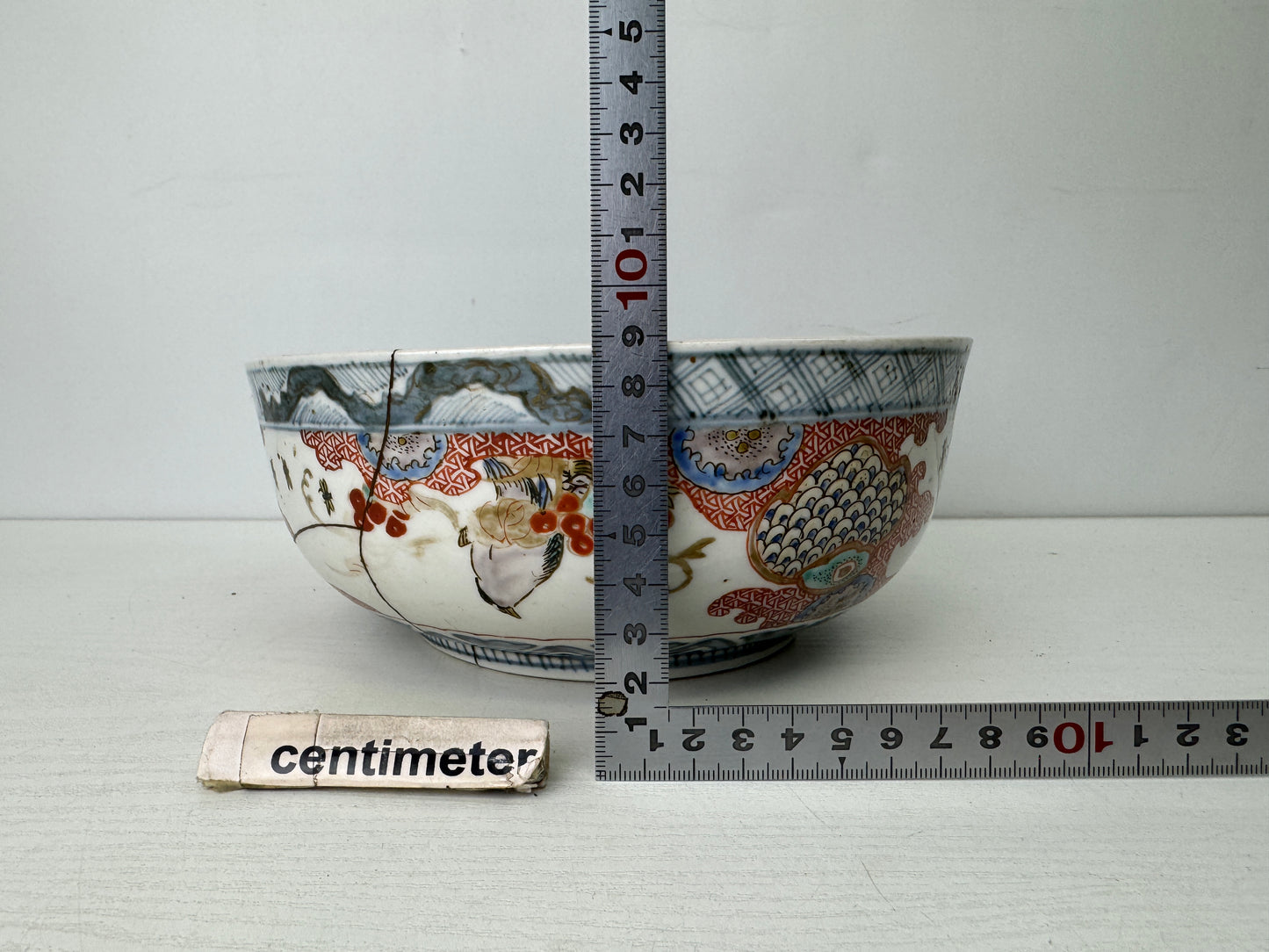 Y9696 CHAWAN Koimari large bowl kintsugi color picture Japan antique tableware