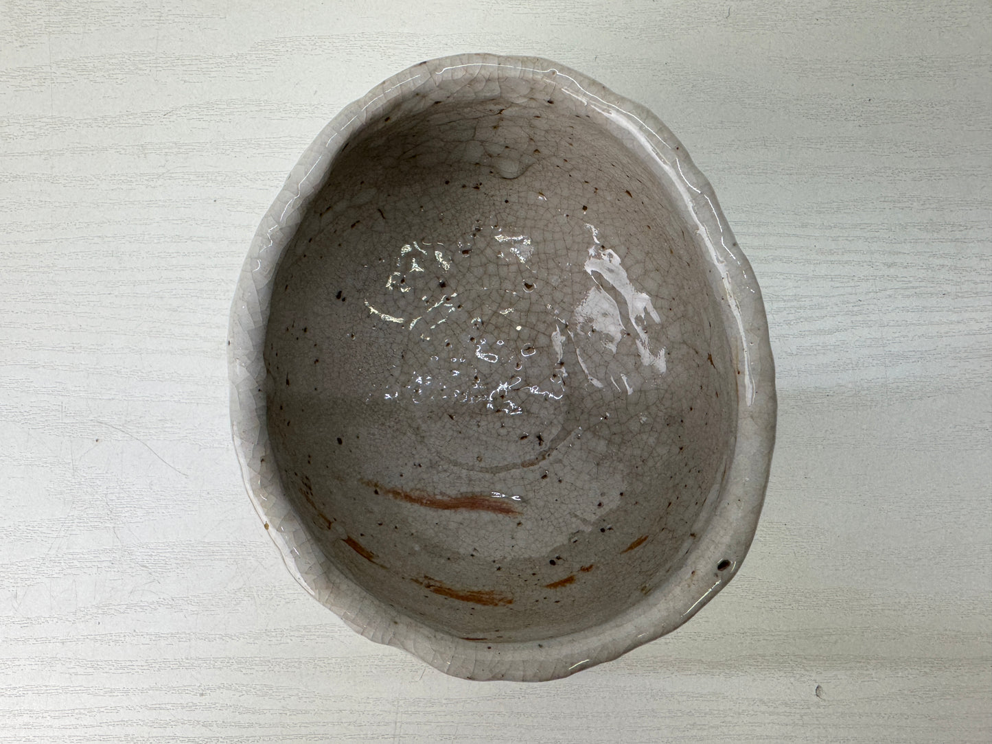 Y9700 CHAWAN Mino-ware bowl signed Japan antique tea ceremony pottery cup