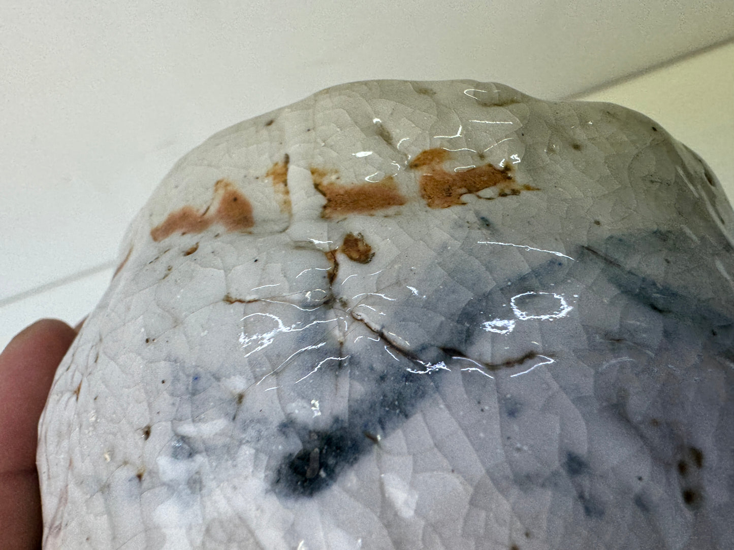 Y9700 CHAWAN Mino-ware bowl signed Japan antique tea ceremony pottery cup