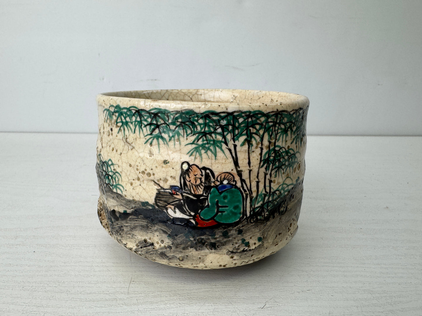 Y9701 CHAWAN Inuyama-ware bowl signed Japan antique tea ceremony pottery cup