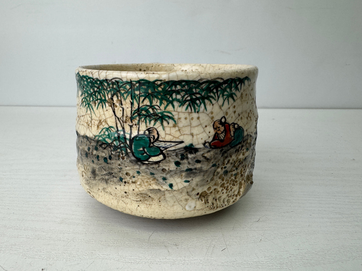 Y9701 CHAWAN Inuyama-ware bowl signed Japan antique tea ceremony pottery cup