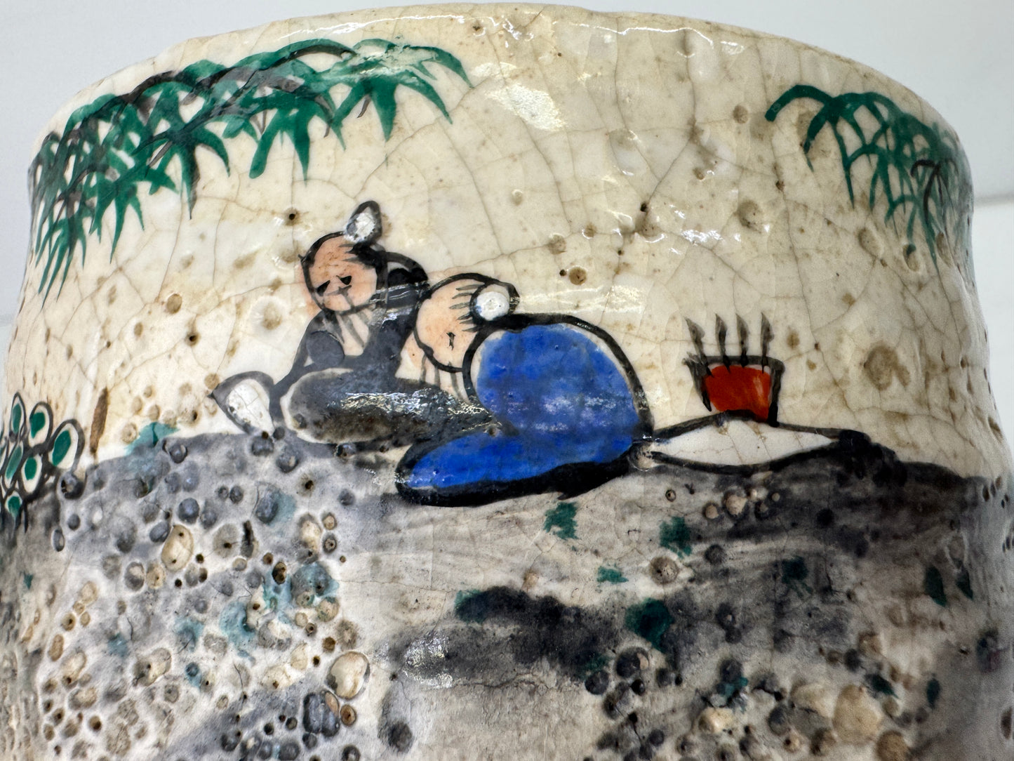 Y9701 CHAWAN Inuyama-ware bowl signed Japan antique tea ceremony pottery cup