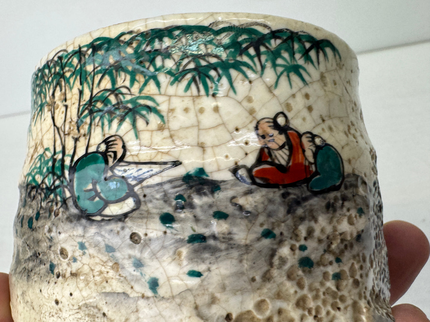 Y9701 CHAWAN Inuyama-ware bowl signed Japan antique tea ceremony pottery cup