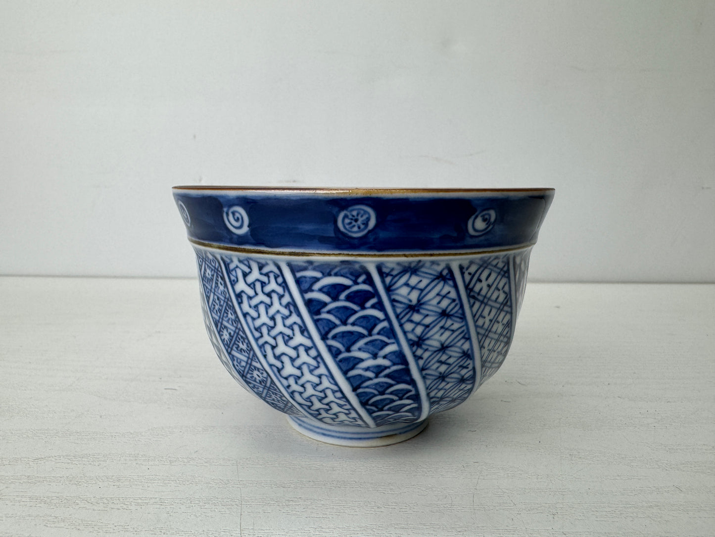 Y9702 CHAWAN Seto-ware cup signed box Shonzui pattern Japan antique tea ceremony