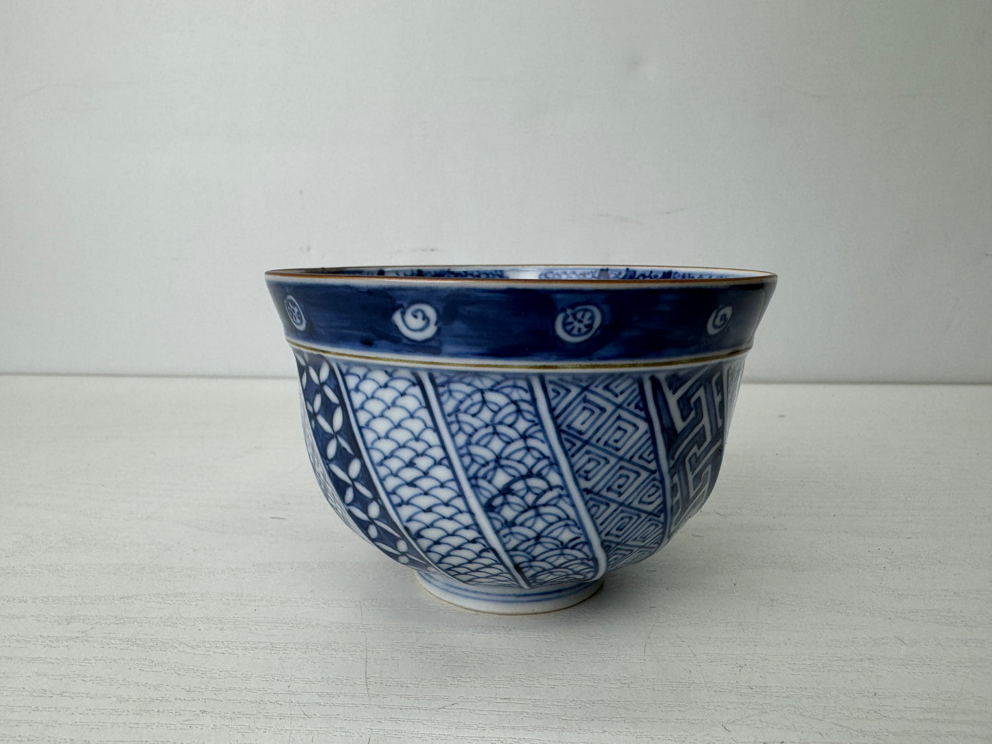 Y9702 CHAWAN Seto-ware cup signed box Shonzui pattern Japan antique tea ceremony