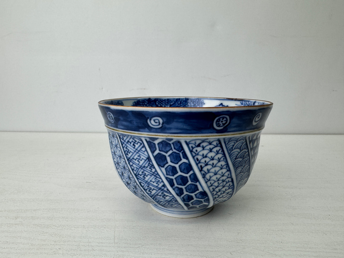 Y9702 CHAWAN Seto-ware cup signed box Shonzui pattern Japan antique tea ceremony