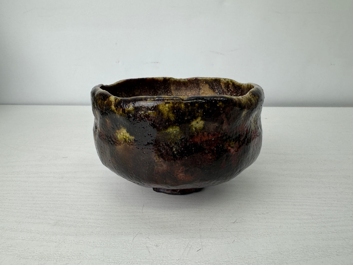 Y9703 CHAWAN Raku-ware bowl signed box Japan antique tea ceremony pottery cup