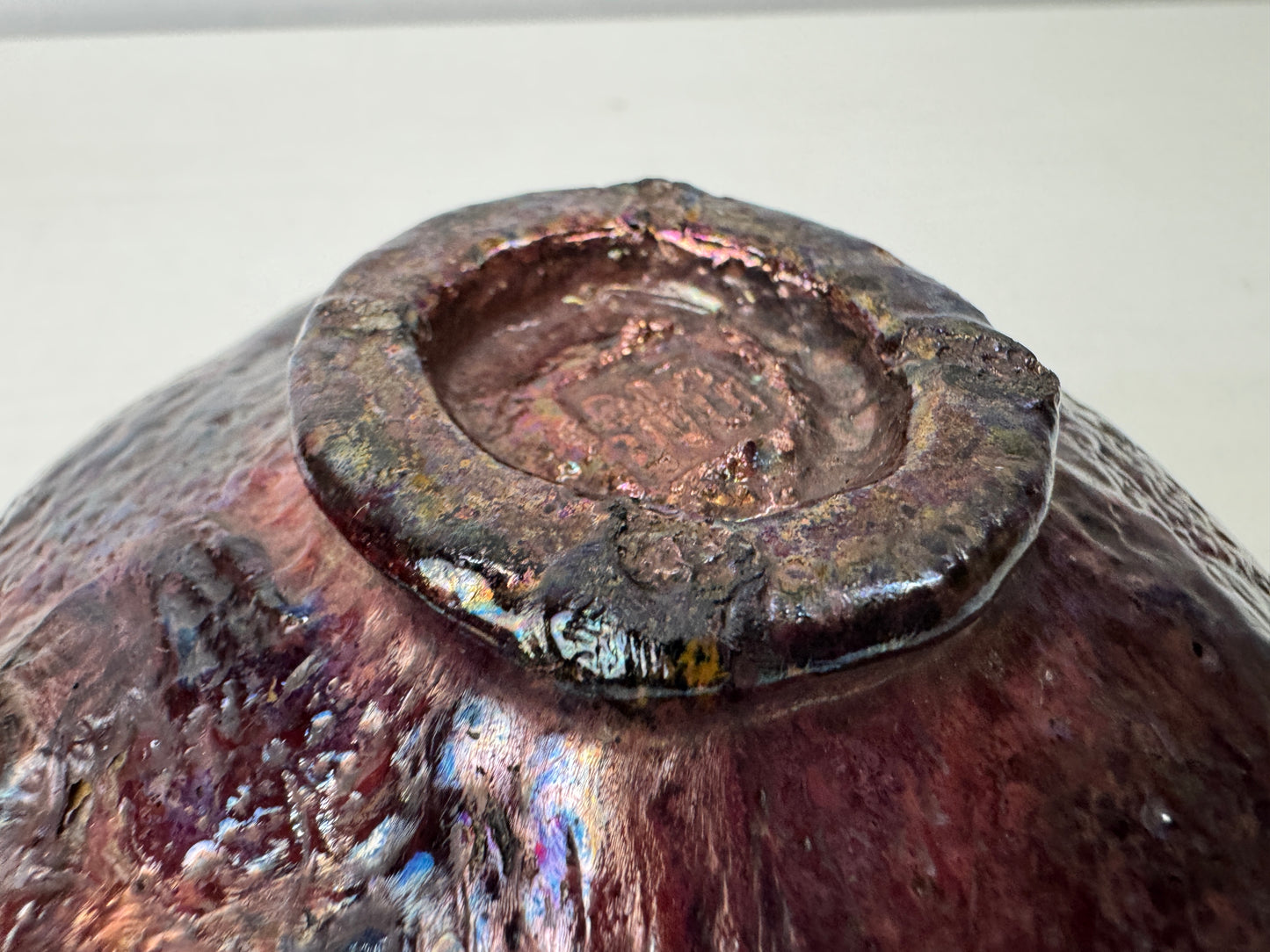 Y9703 CHAWAN Raku-ware bowl signed box Japan antique tea ceremony pottery cup