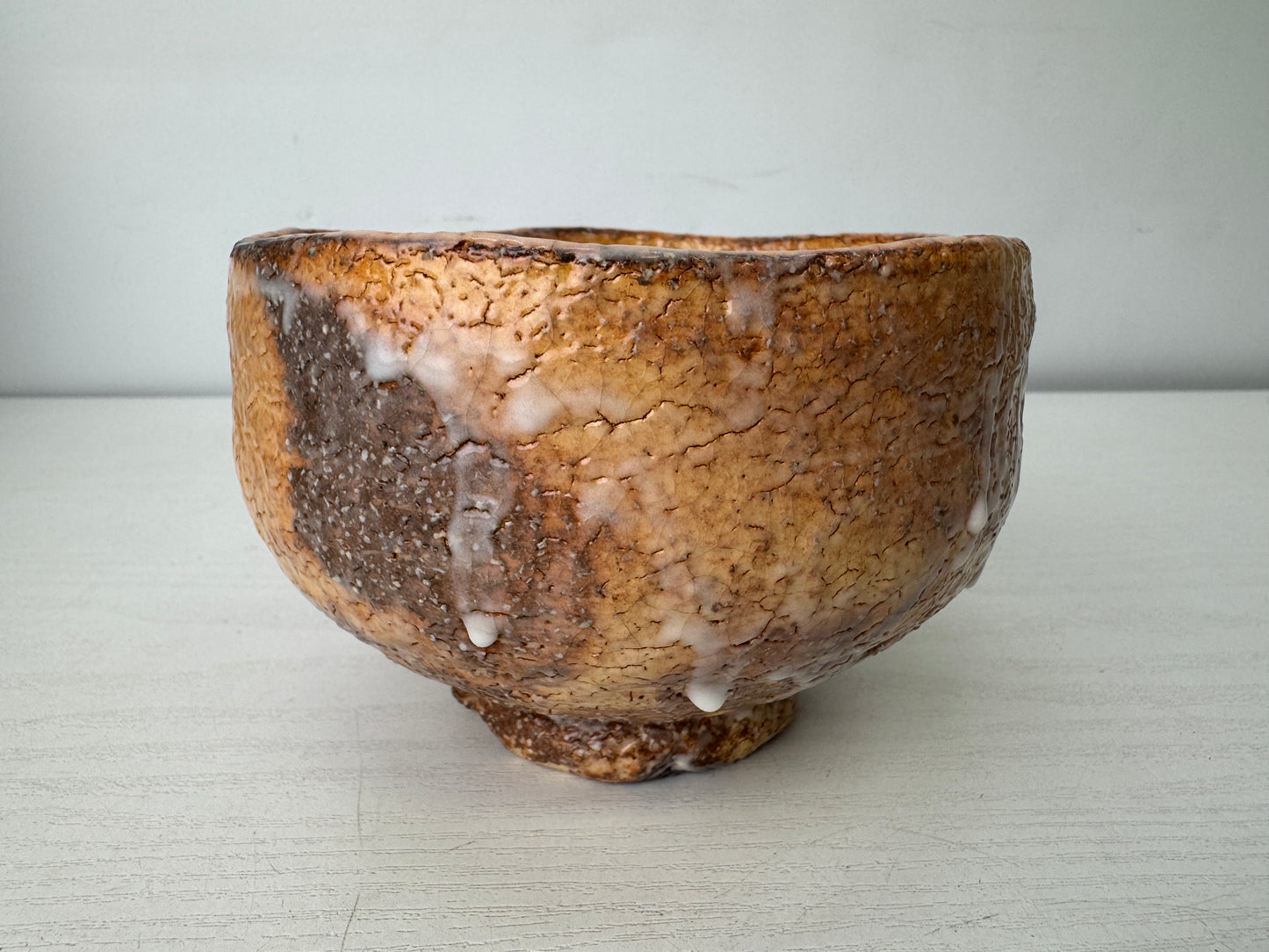 Y9704 CHAWAN Hagi-ware bowl signed box Japan antique tea ceremony pottery cup