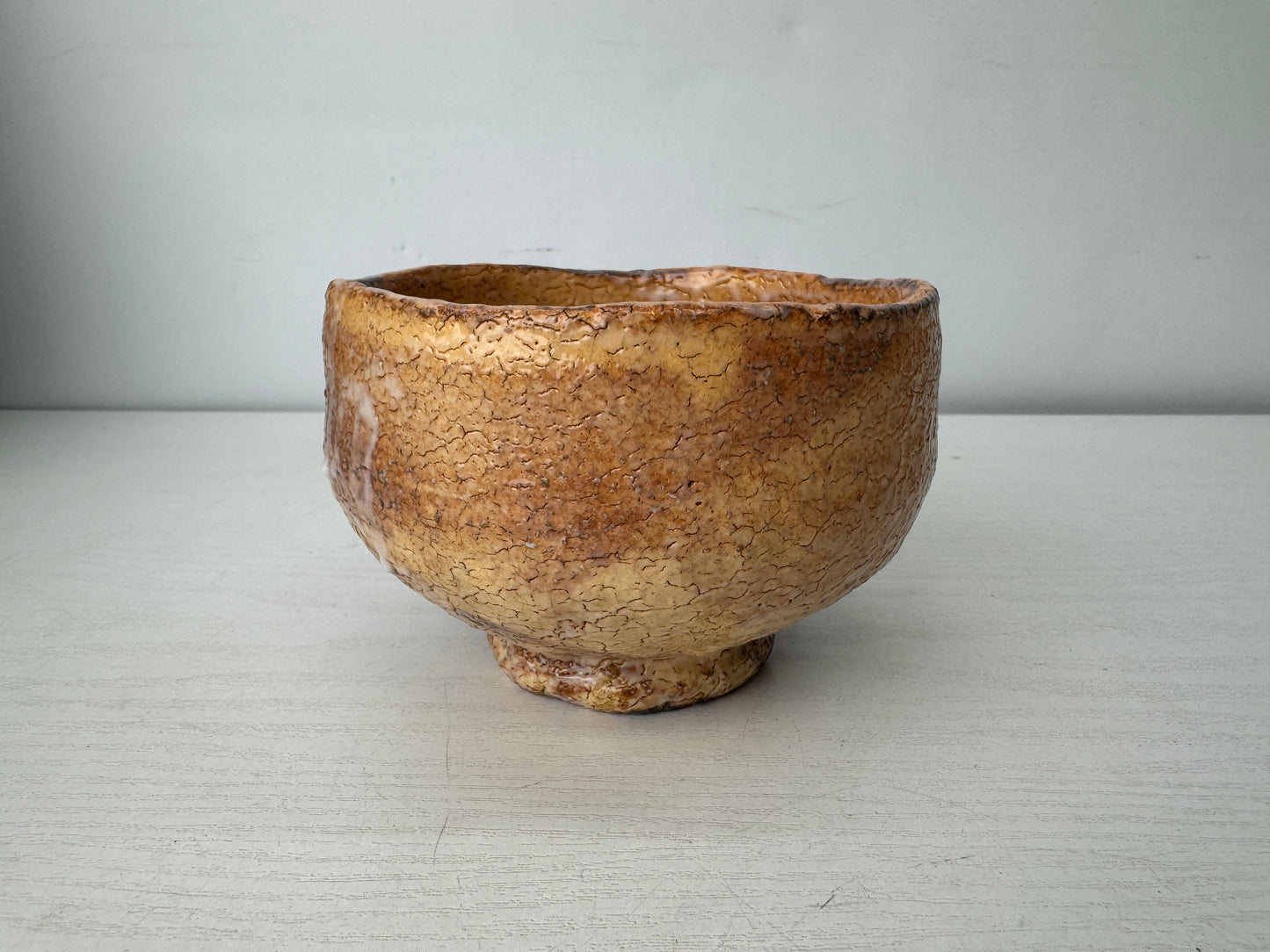 Y9704 CHAWAN Hagi-ware bowl signed box Japan antique tea ceremony pottery cup