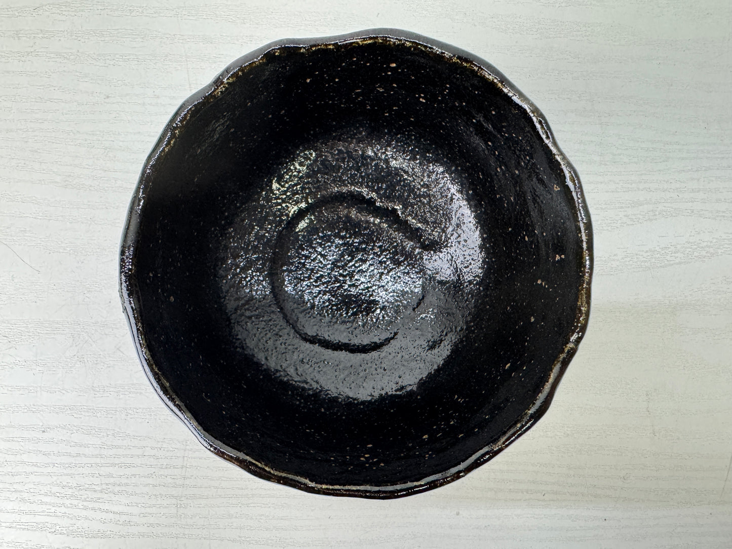 Y9705 CHAWAN Raku-ware black bowl signed box Japan antique tea ceremony pottery