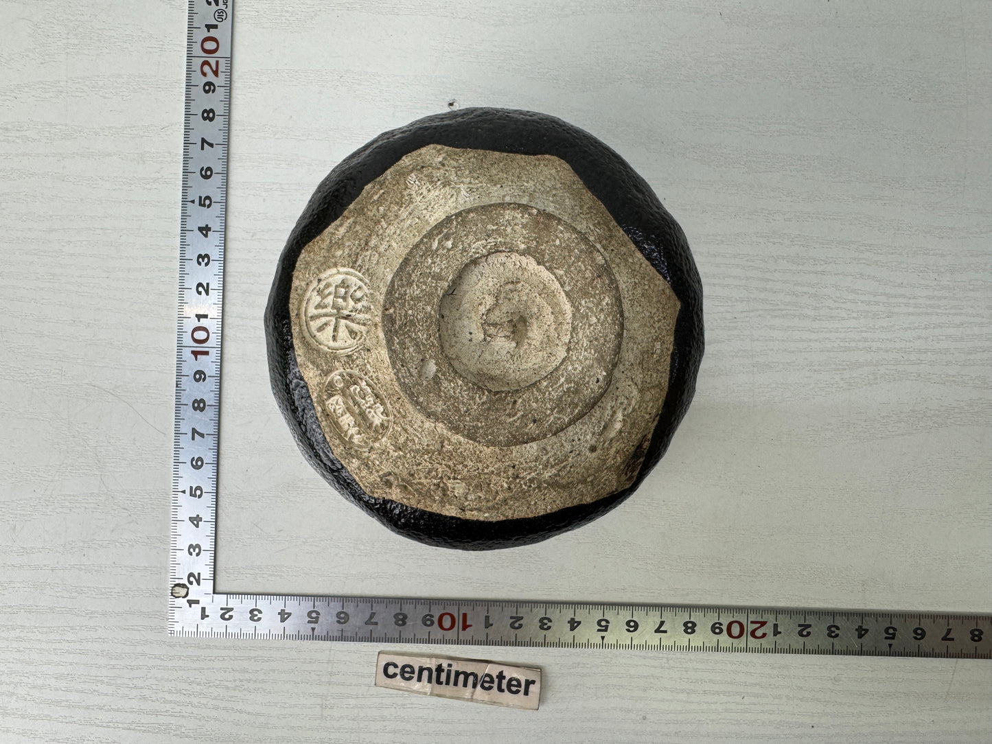 Y9705 CHAWAN Raku-ware black bowl signed box Japan antique tea ceremony pottery