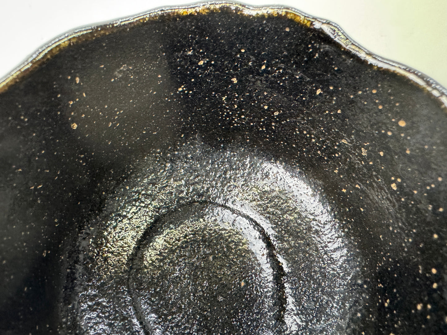 Y9705 CHAWAN Raku-ware black bowl signed box Japan antique tea ceremony pottery