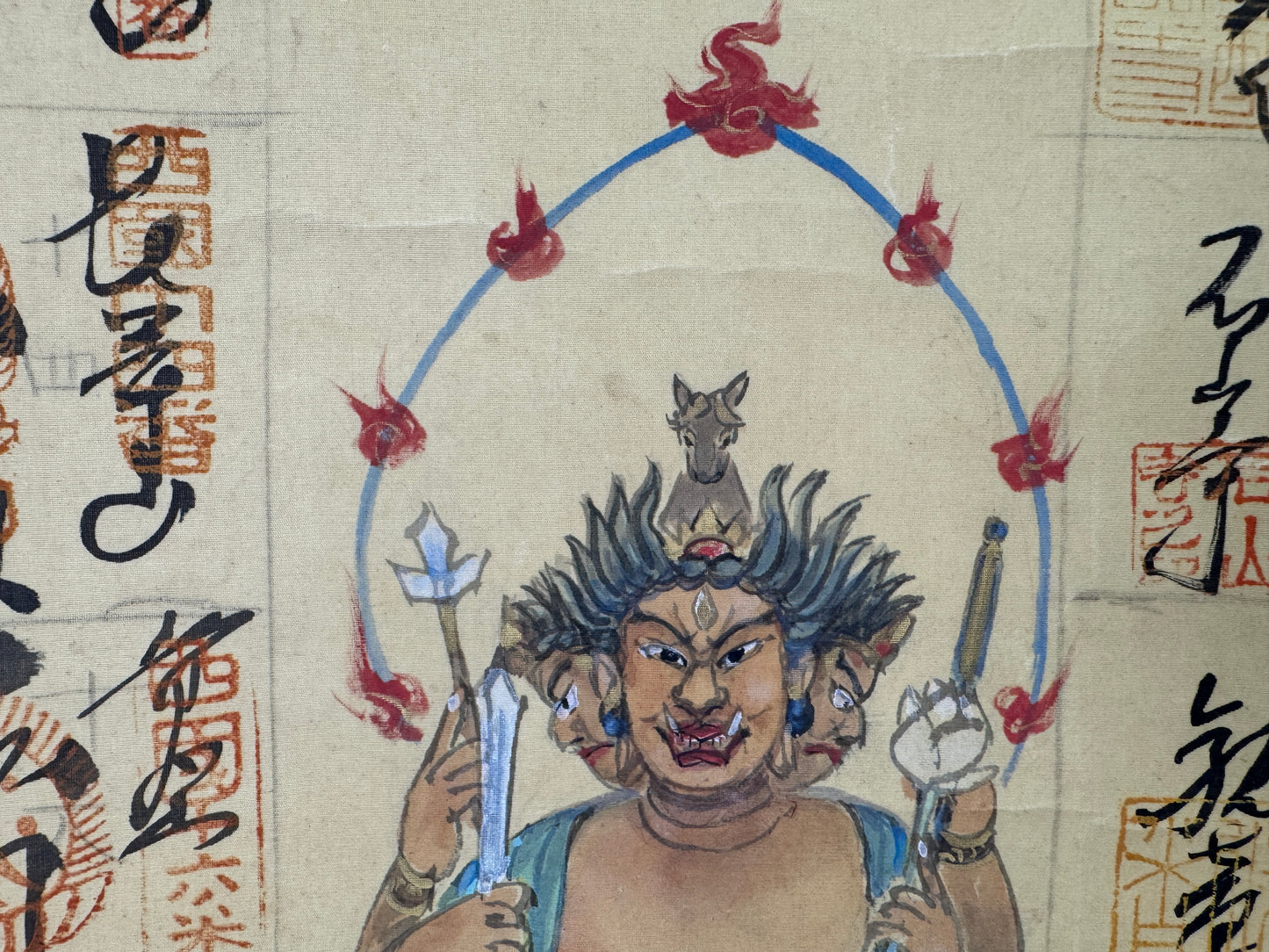 Y9706 KAKEJIKU Hanging scroll Buddhist painting Red seal Japan antique interior