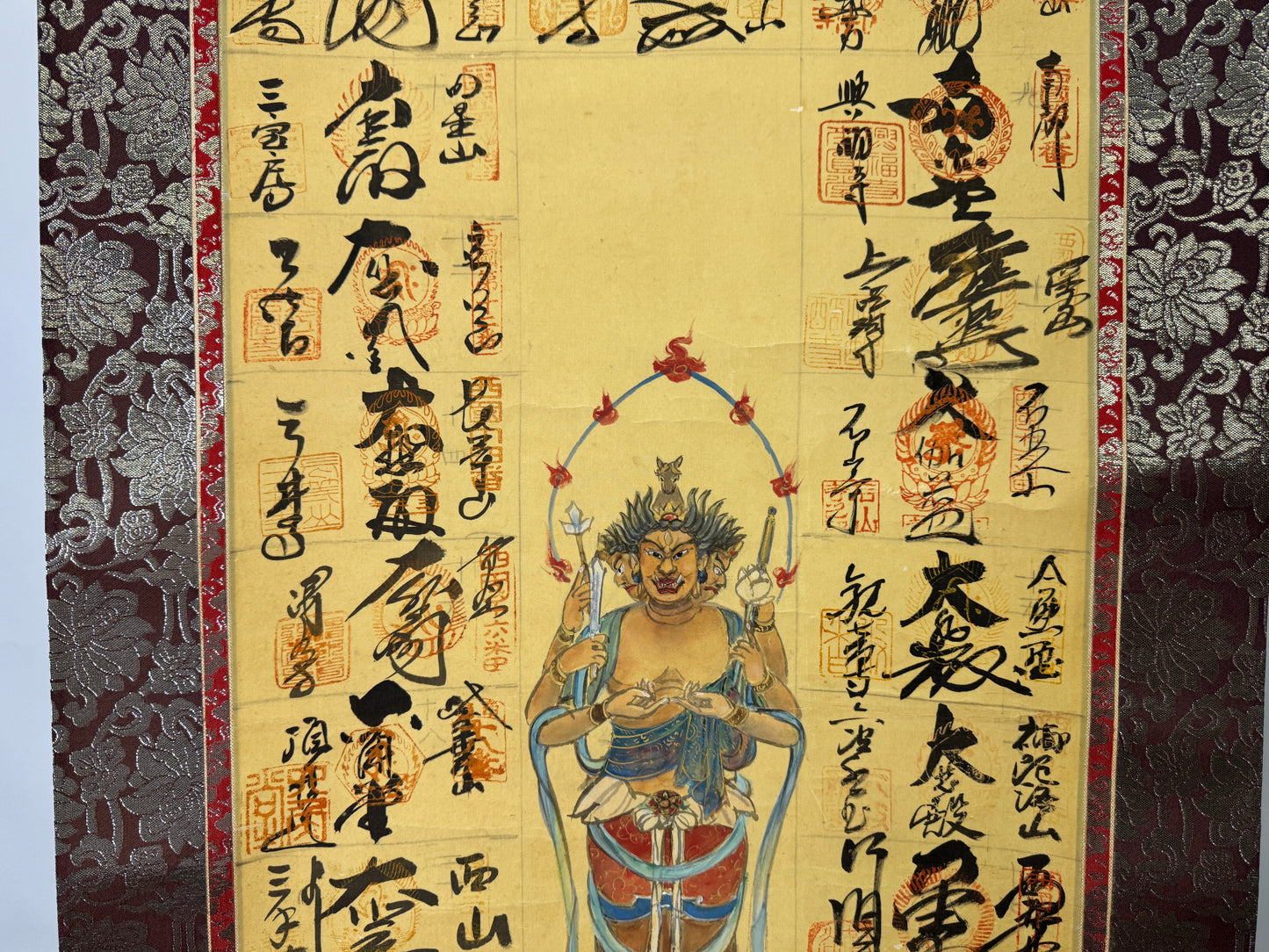 Y9706 KAKEJIKU Hanging scroll Buddhist painting Red seal Japan antique interior