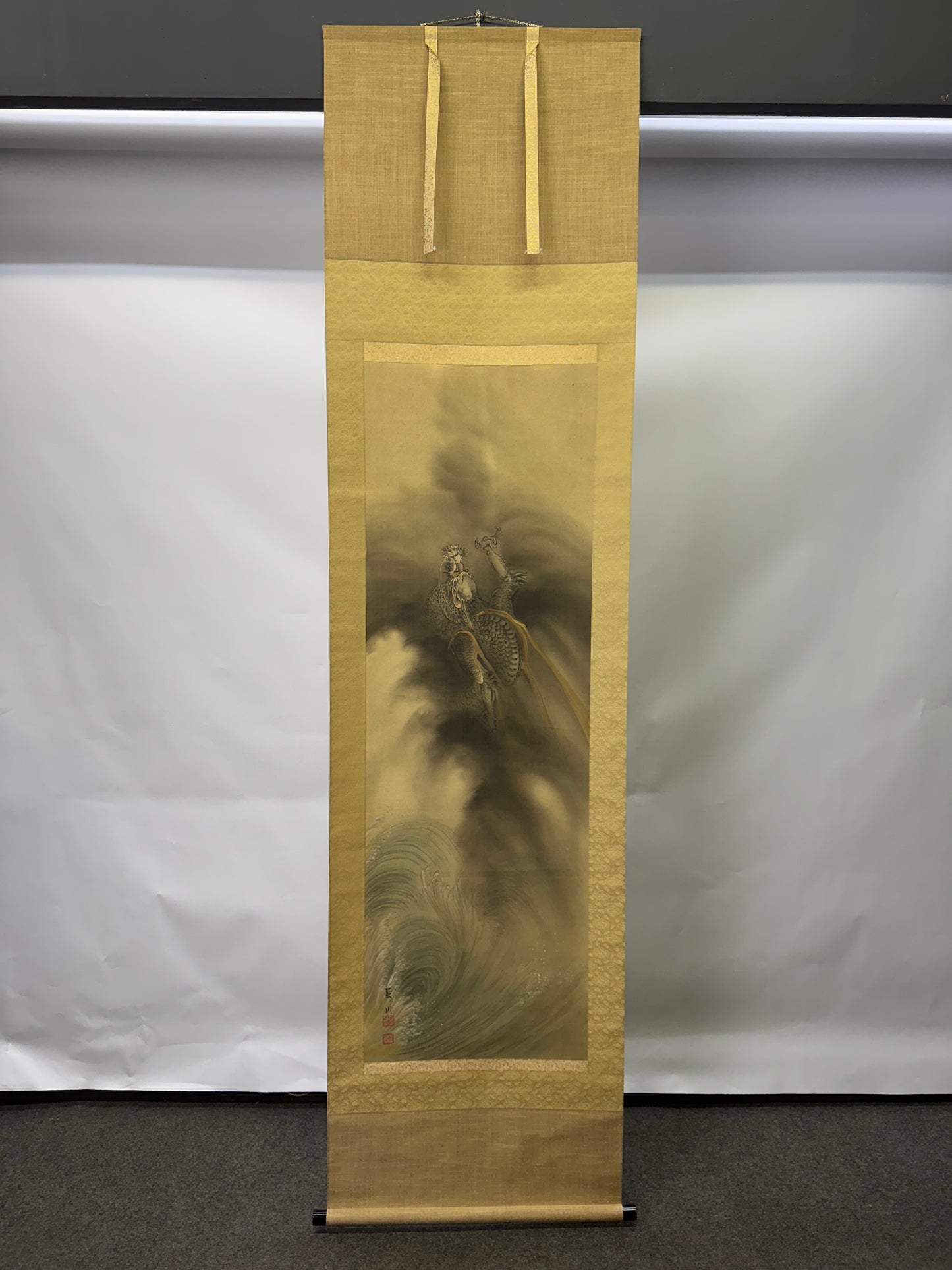 Y9707 KAKEJIKU Hanging scroll Ascending Dragon signed Japan antique interior