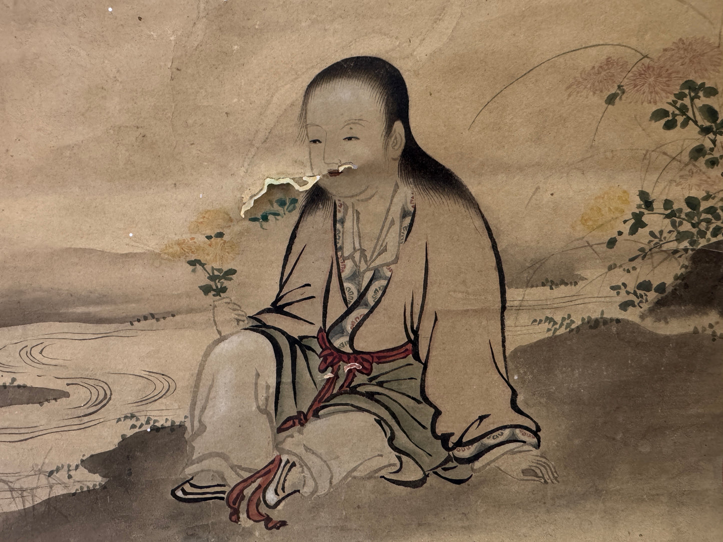 Y9708 KAKEJIKU Hanging scroll Edo period Portrait signed Japan antique interior