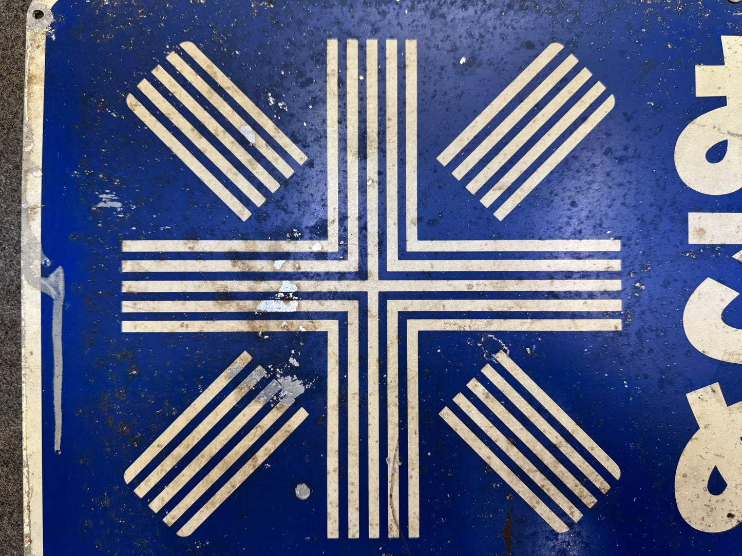 Y9710 SIGNBOARD Iron sign Rice Double-sided Japan antique wall interior decor