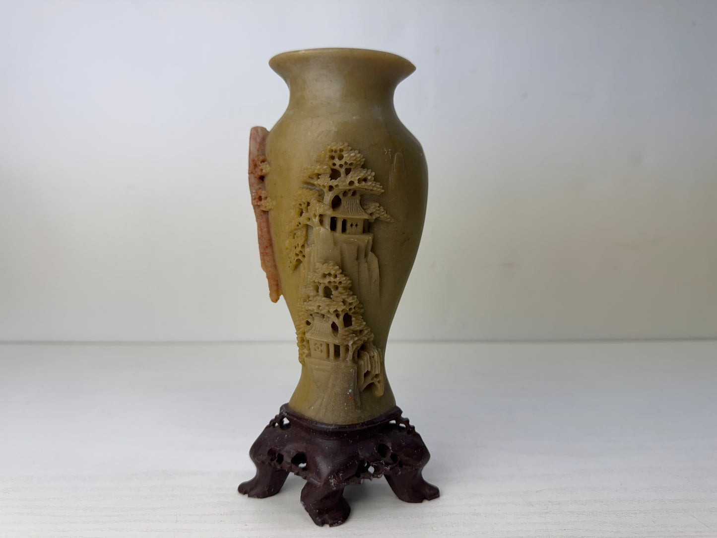 Y9721 FLOWER VASE Juzan stone sculpture China antique ikebana floral arrangement