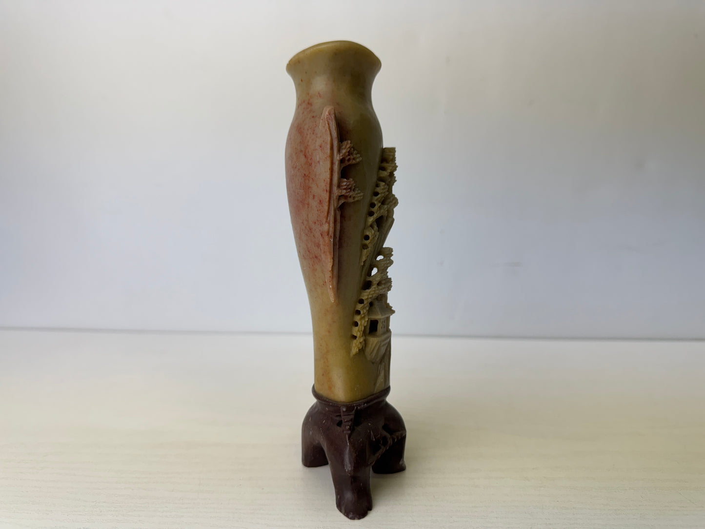 Y9721 FLOWER VASE Juzan stone sculpture China antique ikebana floral arrangement