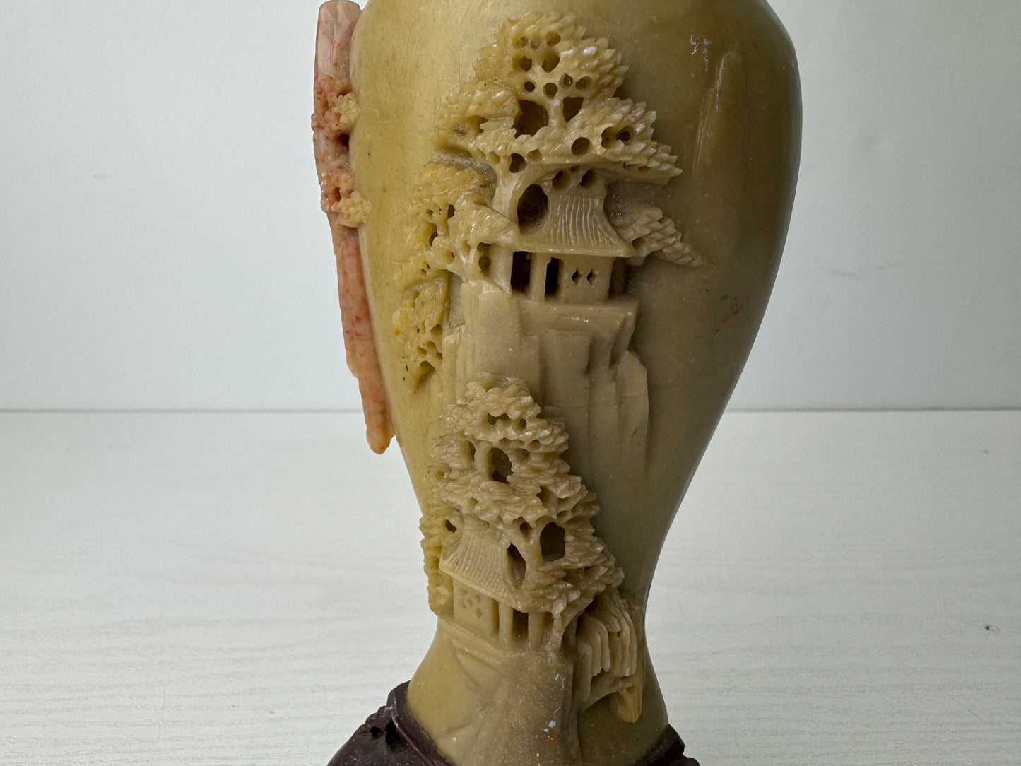 Y9721 FLOWER VASE Juzan stone sculpture China antique ikebana floral arrangement