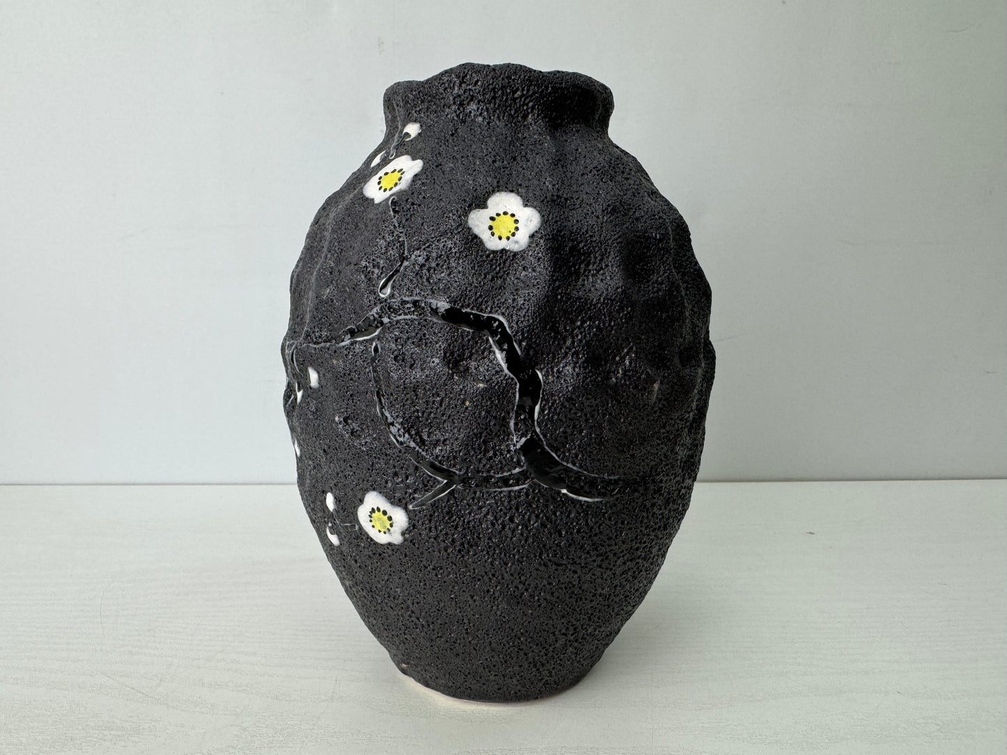 Y9722 FLOWER VASE Seto-ware signed box Japan antique ikebana floral arrangement