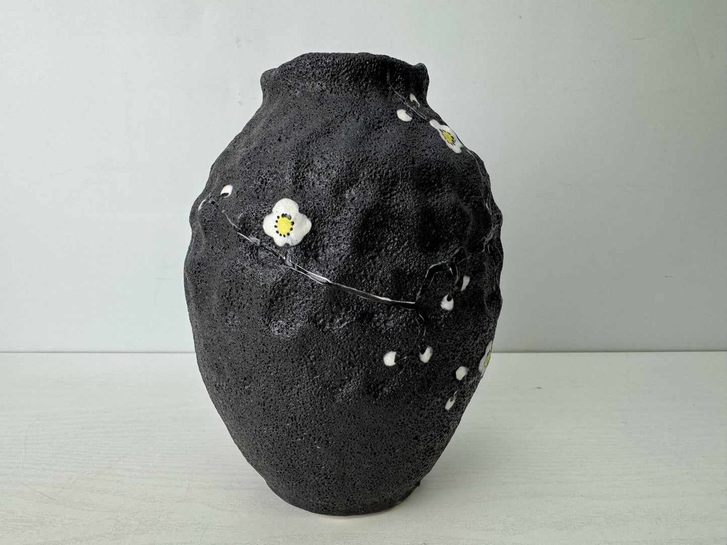 Y9722 FLOWER VASE Seto-ware signed box Japan antique ikebana floral arrangement