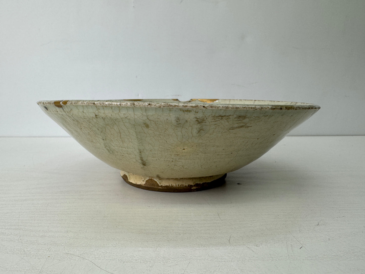 Y9727 CHAWAN Mino-ware large bowl kintsugi signed  Japan antique tableware