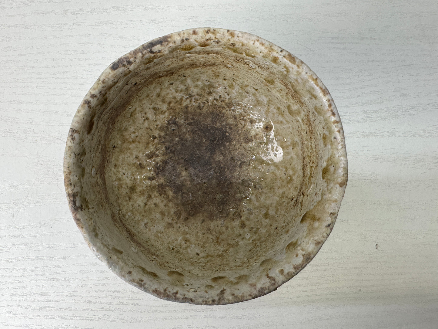 Y9728 CHAWAN Shigaraki-ware bowl signed Japan antique tea ceremony pottery cup