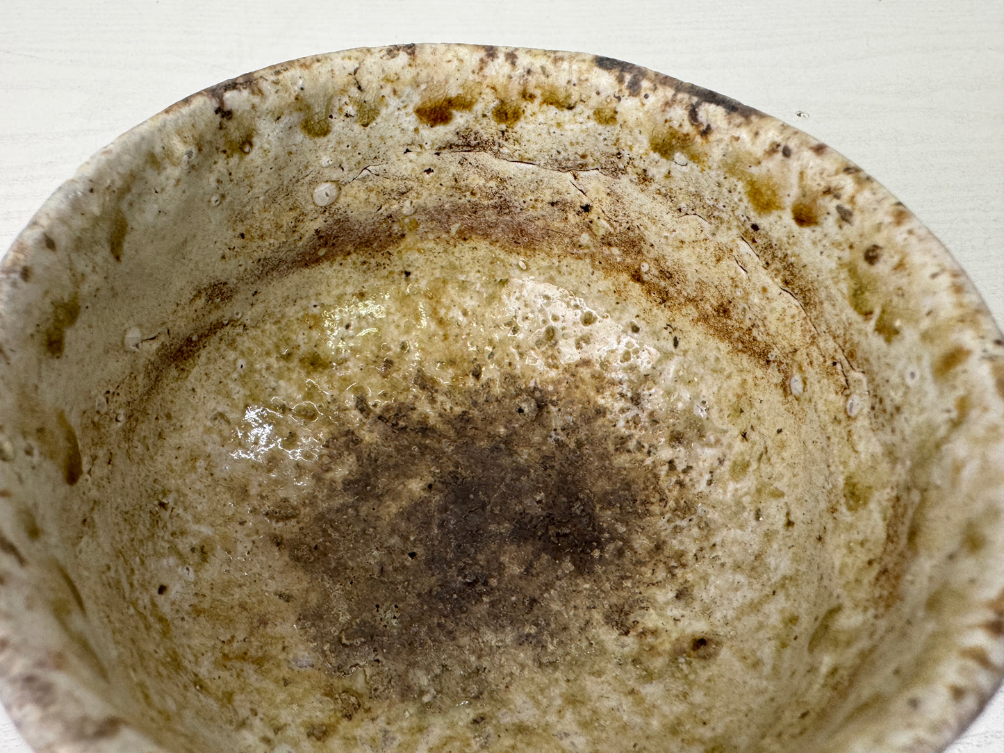 Y9728 CHAWAN Shigaraki-ware bowl signed Japan antique tea ceremony pottery cup