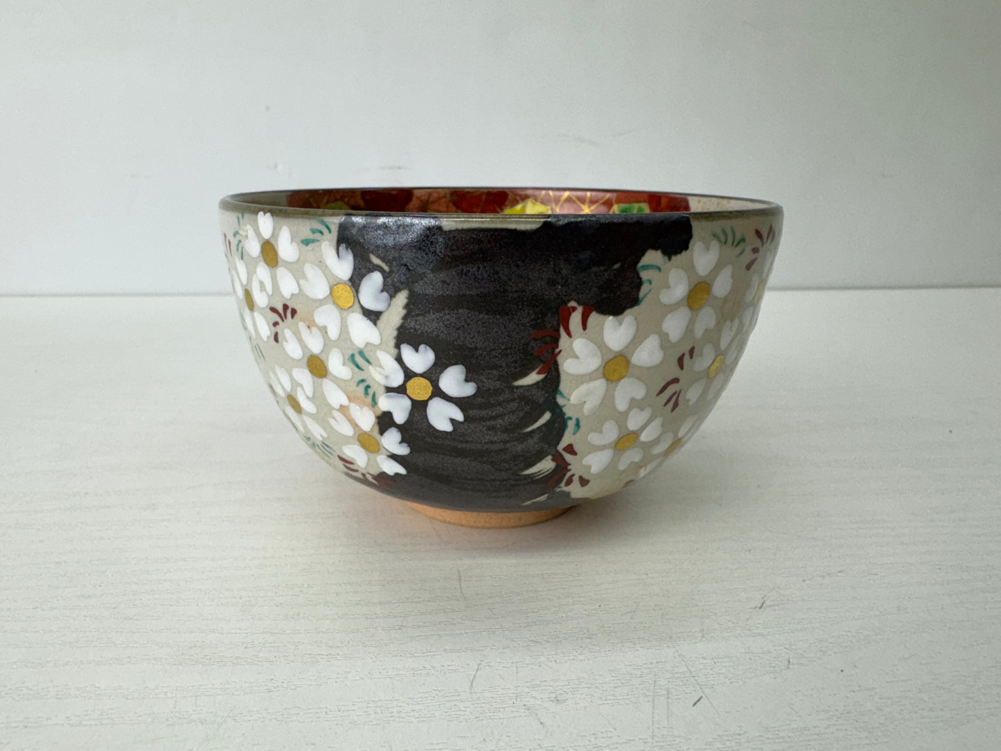 Y9731 CHAWAN Kyo-ware bowl signed box Kenzan Japan antique tea ceremony pottery