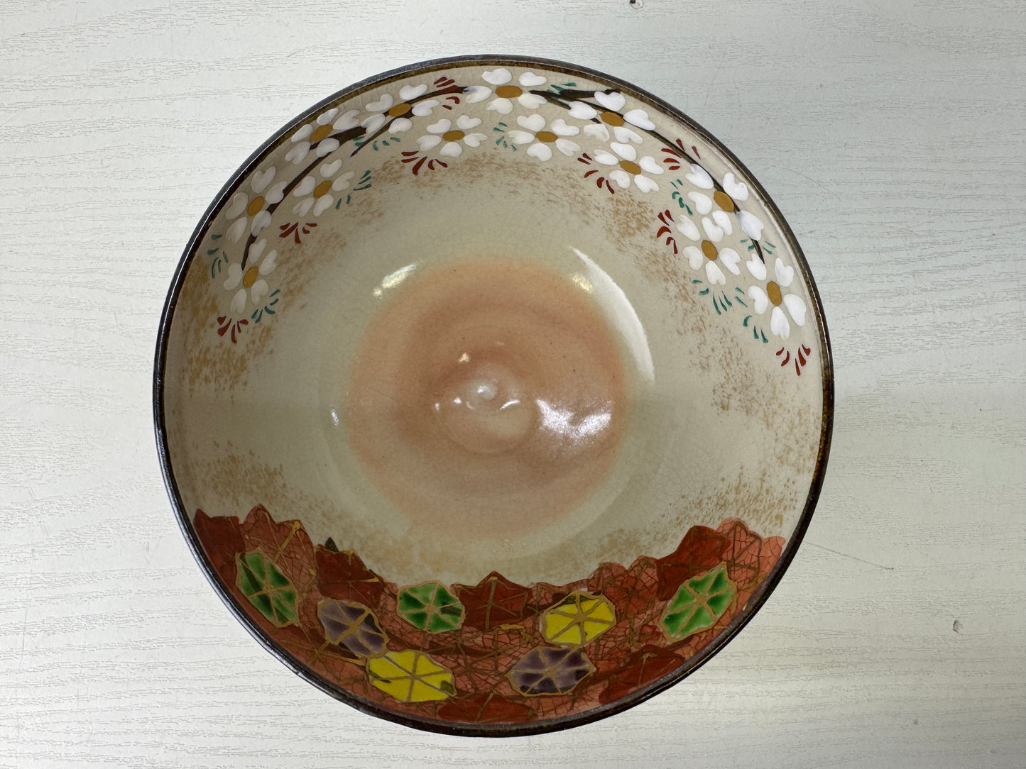 Y9731 CHAWAN Kyo-ware bowl signed box Kenzan Japan antique tea ceremony pottery