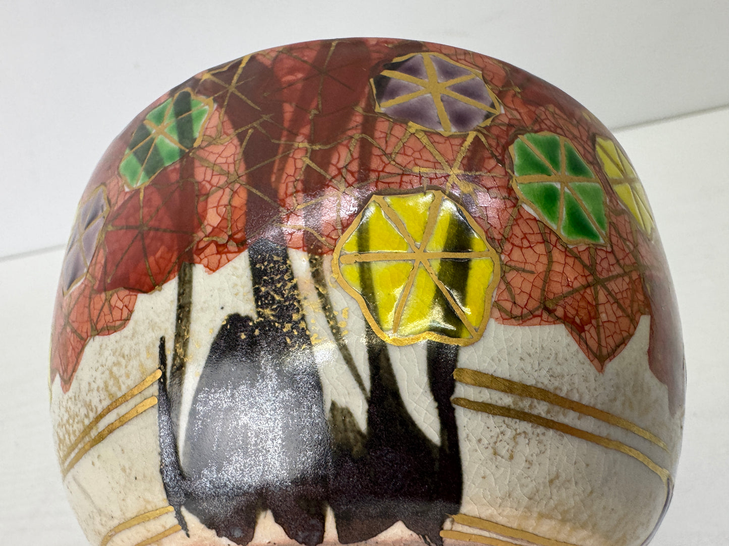 Y9731 CHAWAN Kyo-ware bowl signed box Kenzan Japan antique tea ceremony pottery